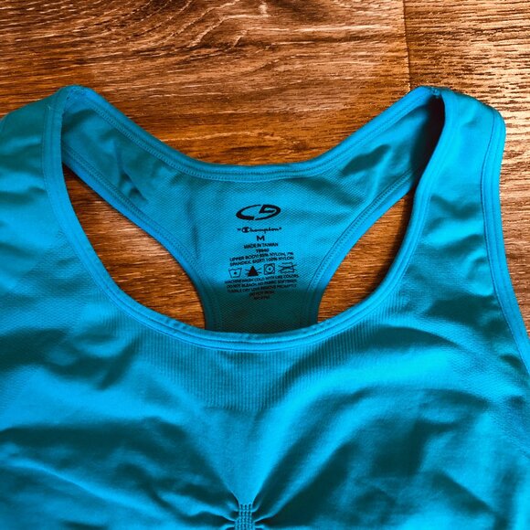 Champion brand Bright Turquoise Swim / Workout top with builtin bra, size M - Picture 2 of 4